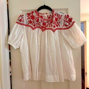 THE GREAT embroidered top